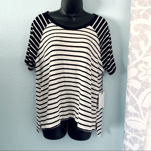 Hye Park and Lune Black & White Short Sleeve Sweater Top Size 1 - Picture 1 of 10